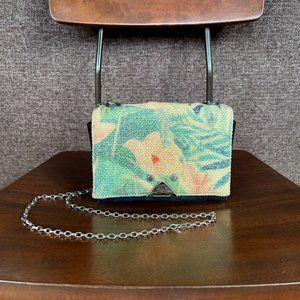 Emporio Armani Clutch Bag with Flower Pattern and Chain Strap